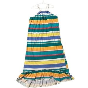 Chaps Multi Color Striped Maxi Dress Cotton Size 12